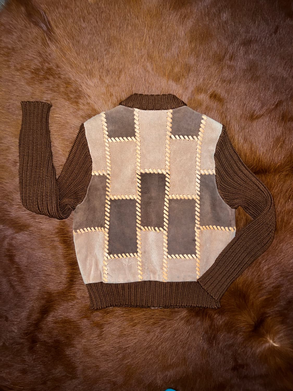 Suede Patch Knit Jacket  상품이미지3