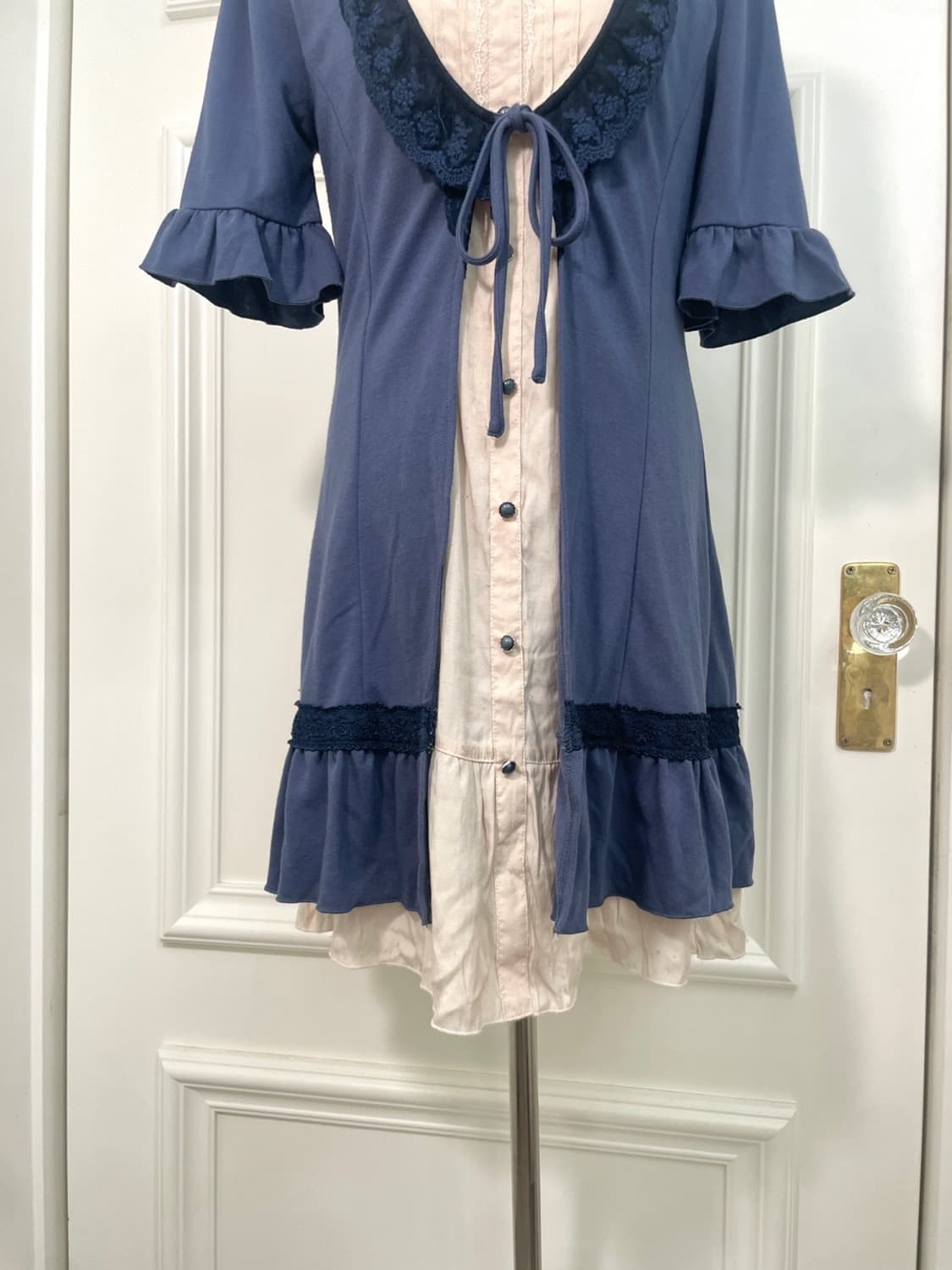AXES FEMME navy beige layered cotton mid 상품이미지8