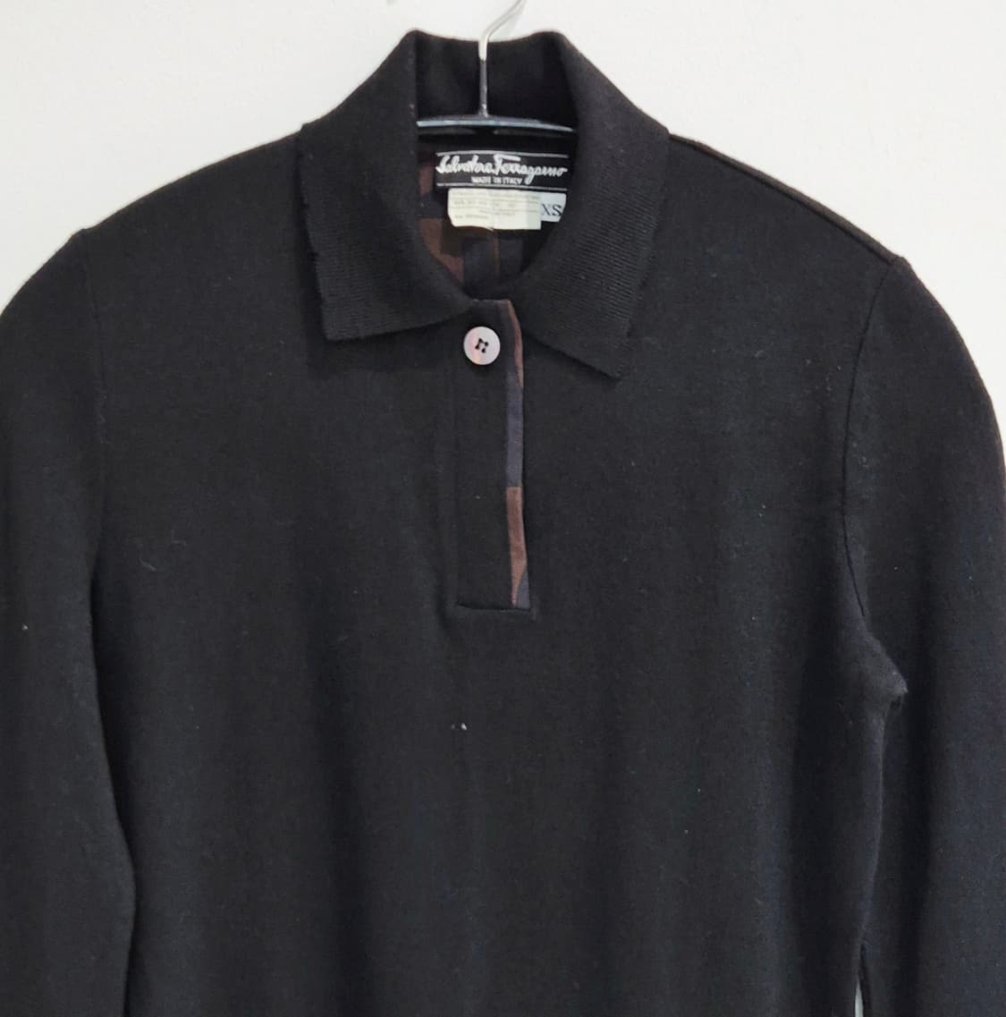 살바토레 페레가모 울 실크 배색 여성 니트 폴로 XS 상품이미지2