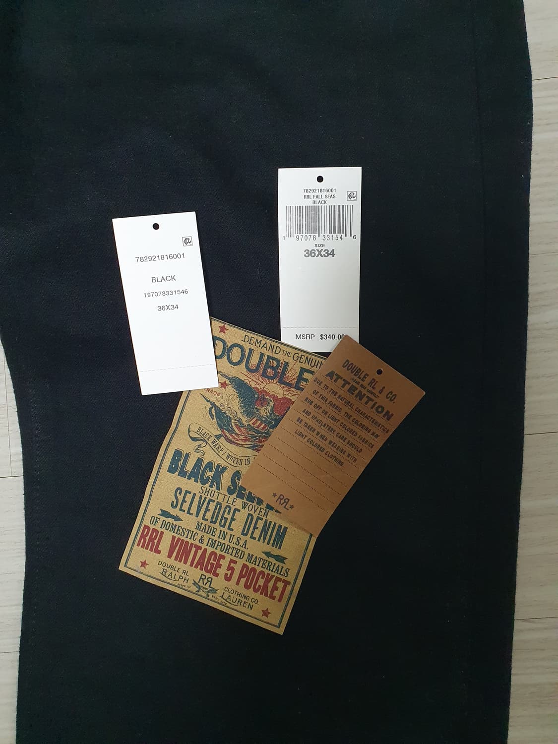 RRL 더블알엘 빈티지파이브포켓 블랙온블렉 36x34 상품이미지4