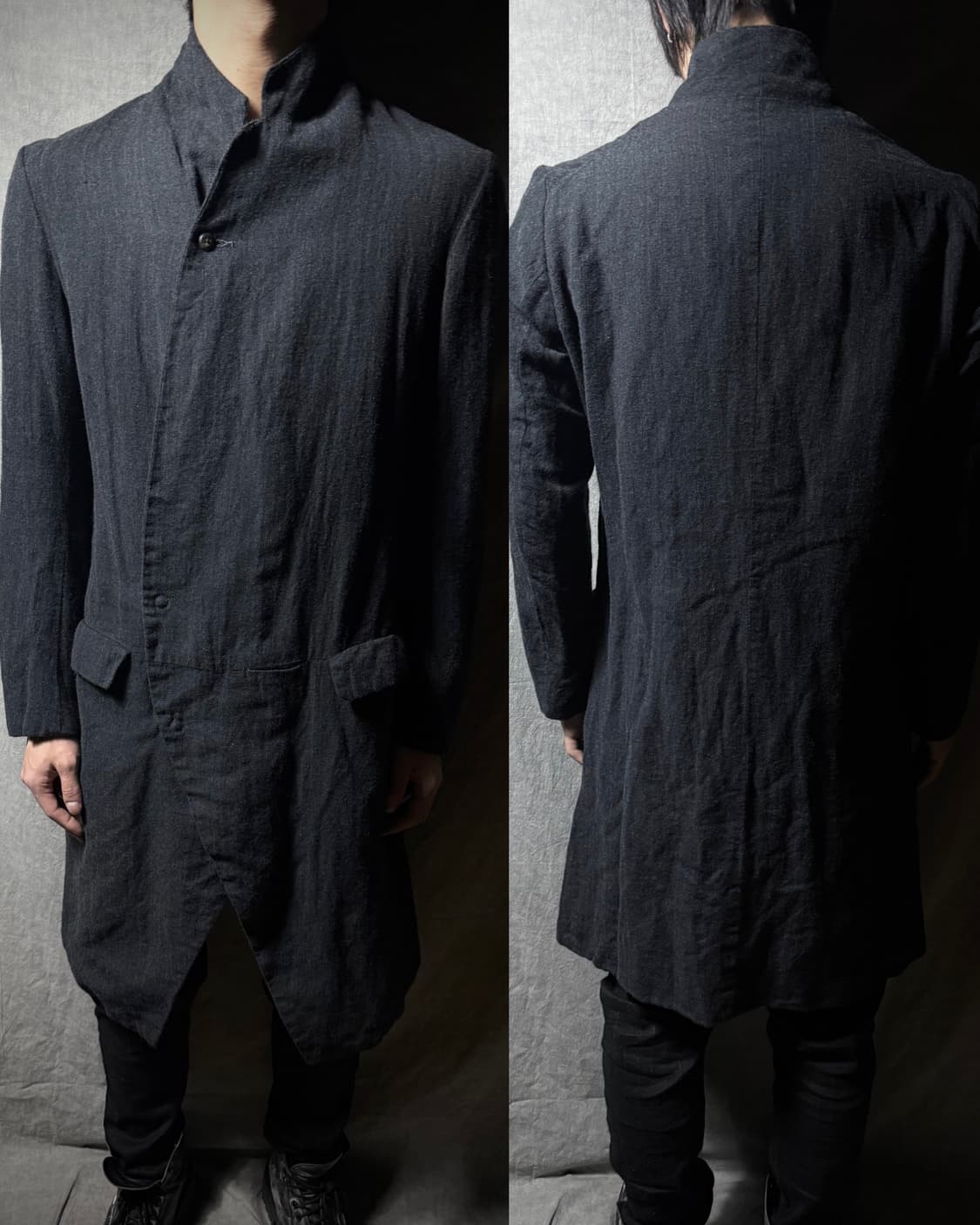 KLASICA Asymmetric Stand Collar Coat 상품이미지2