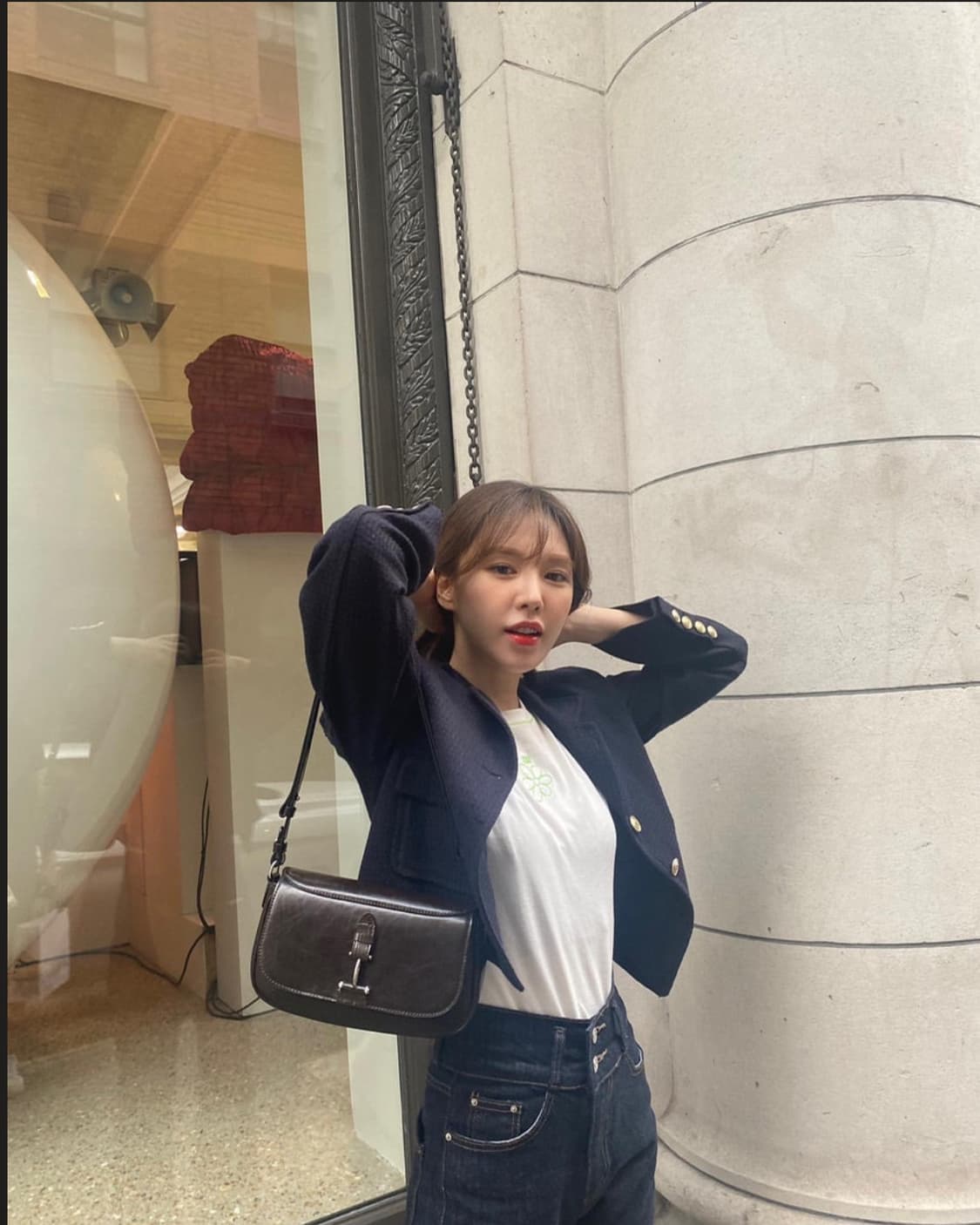 루에브르 여성 빈티지 레더 블루종 2 블랙 상품이미지2