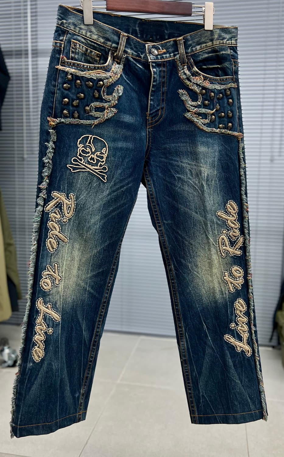 "Ride to Live, Live to Ride"  워싱자수 PANT 상품이미지1