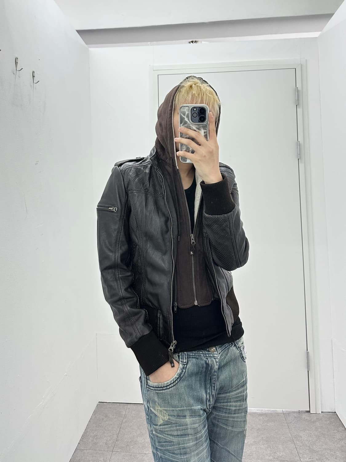 KORINTAGE lambskin hood layered jacket 상품이미지3