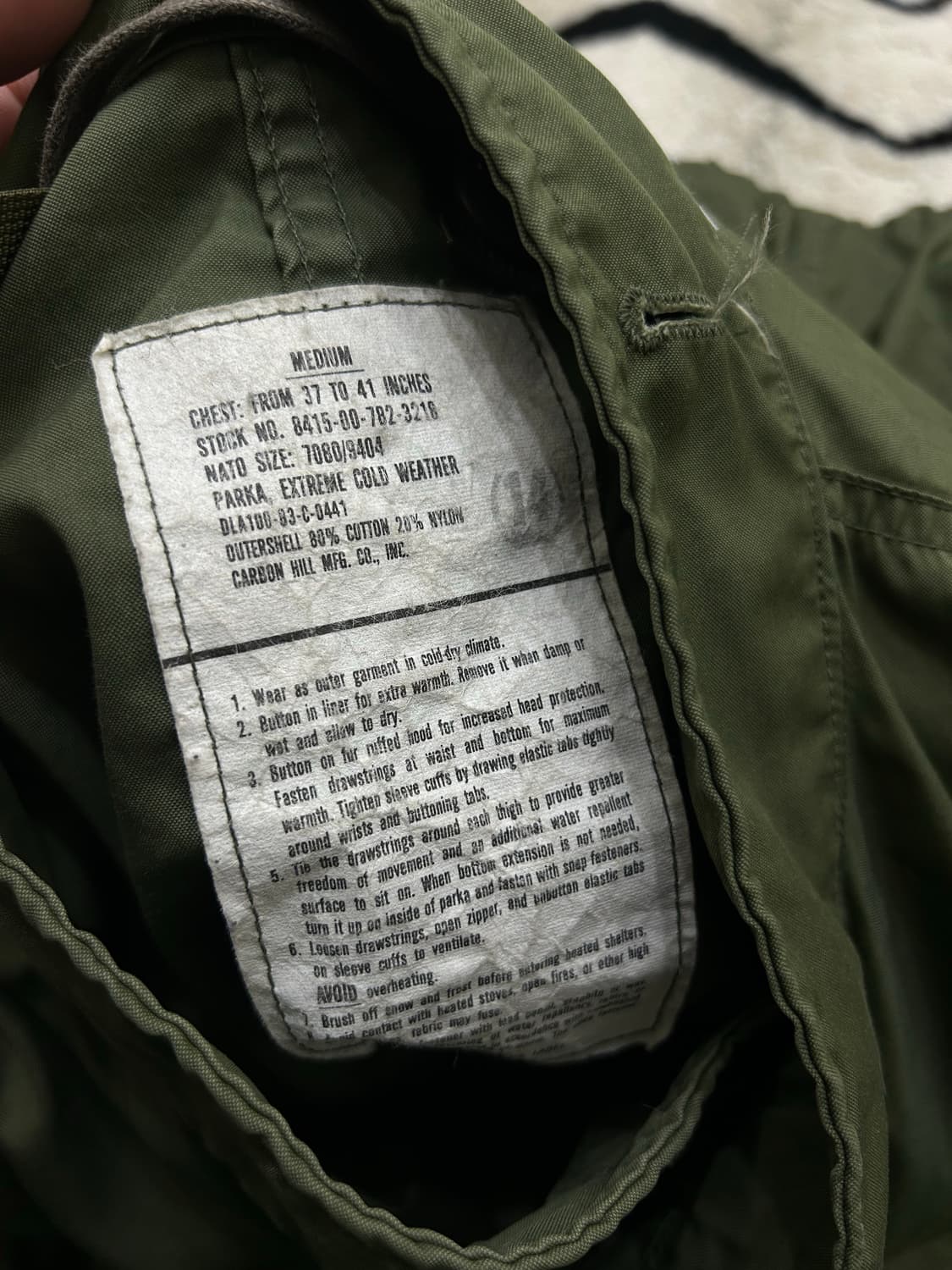 [M]U.S Army M-65 오리지날 피수테일/카키 상품이미지9