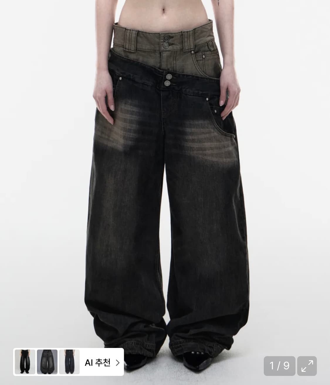 Op. 09 DUAL OBLIQUE DENIM PANTS B/BLACK 상품이미지1