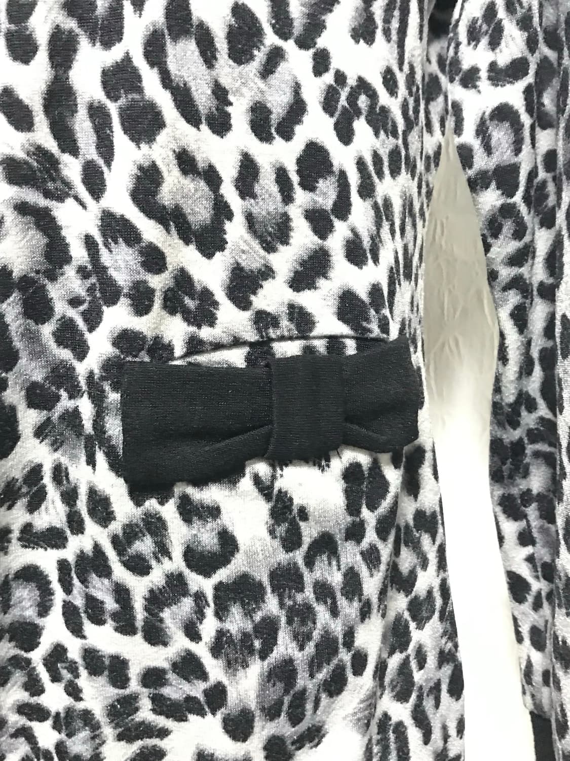 빈티지 갸루 펑크 레오파드 금장 리본 가디건 탑 상품이미지3