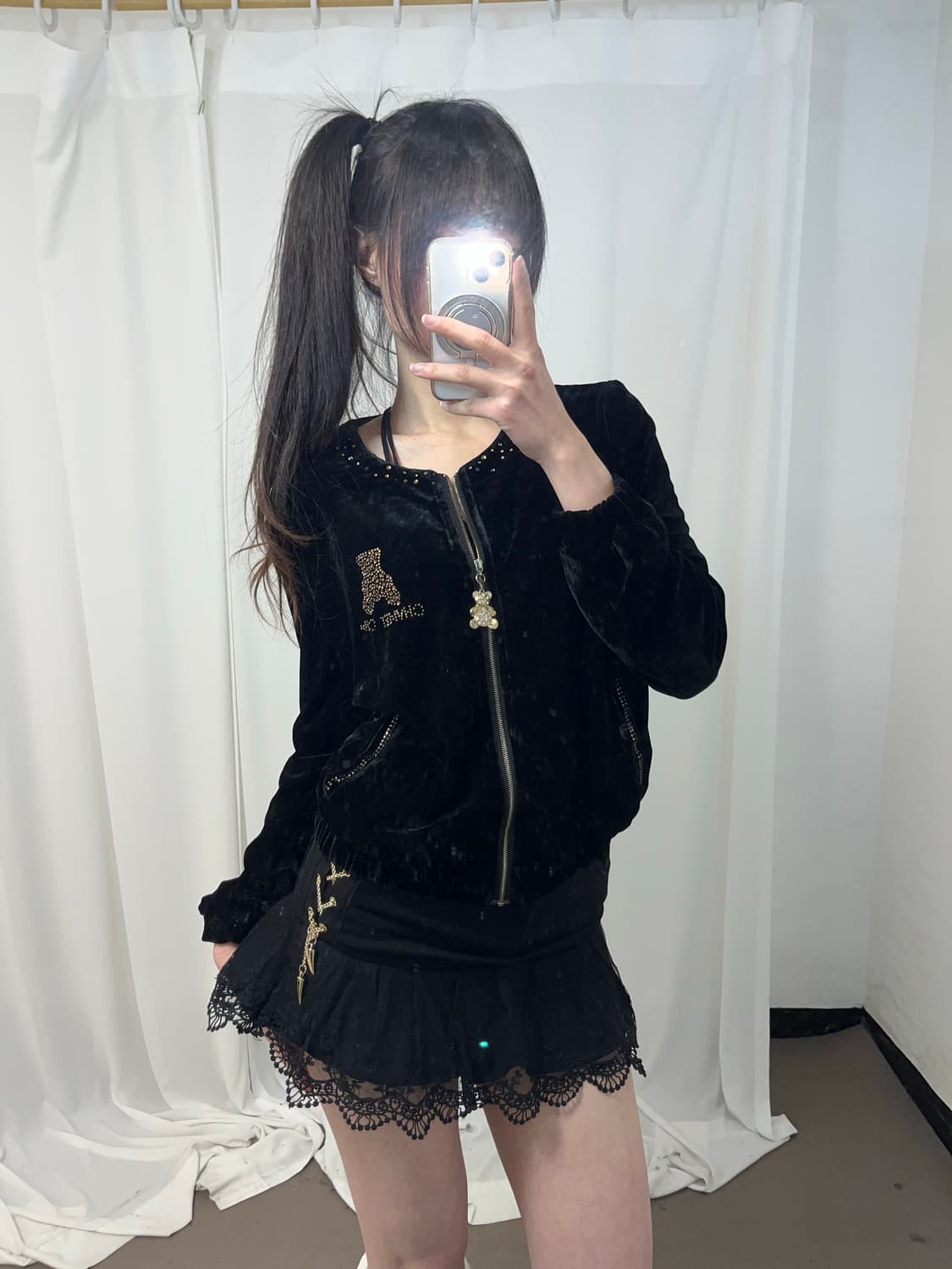 테디베어 벨벳 큐빅 집업 상품이미지3