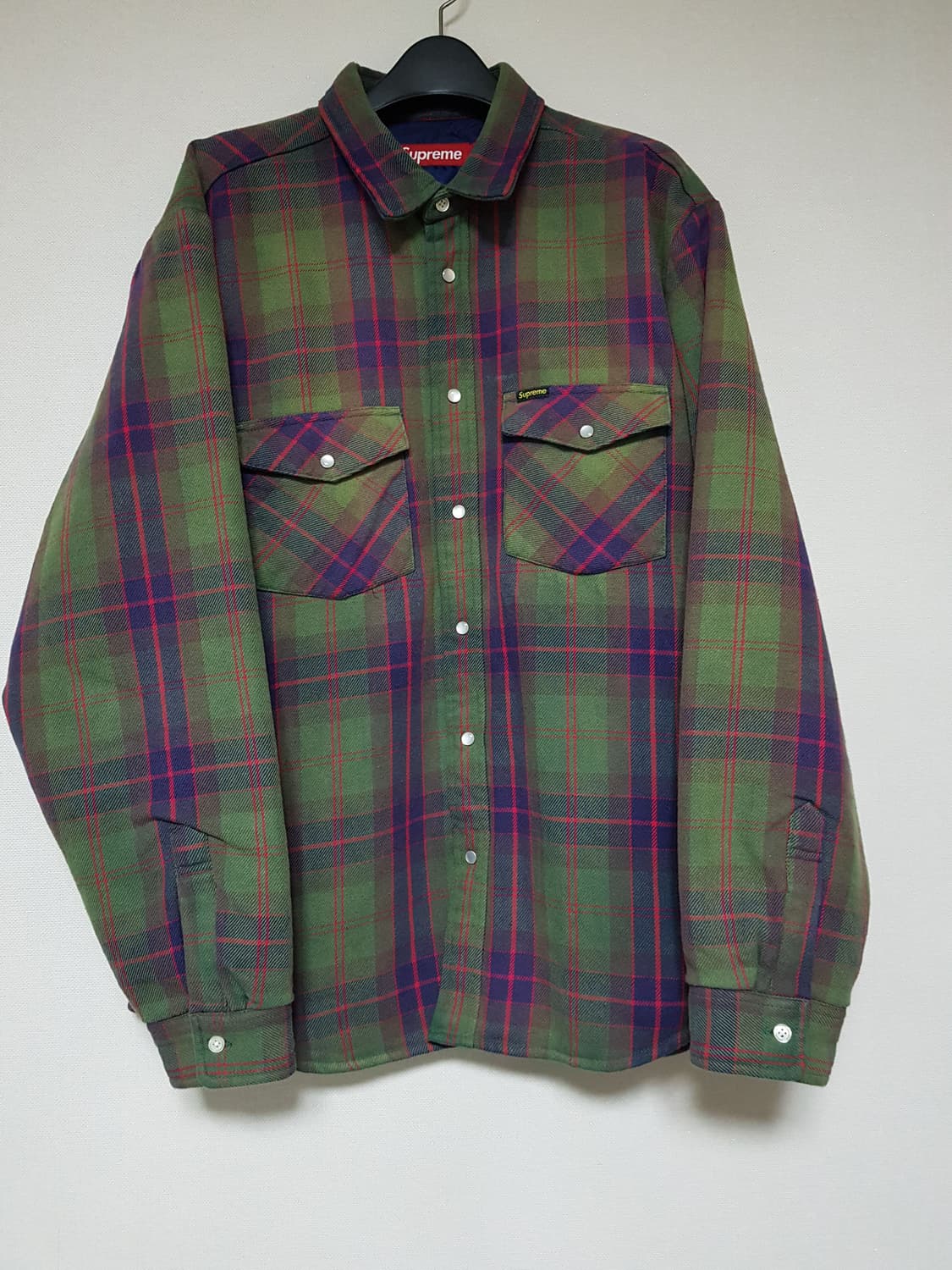 슈프림 퀼티드 플란넬 셔츠 자켓 그린 24SS 상품이미지2