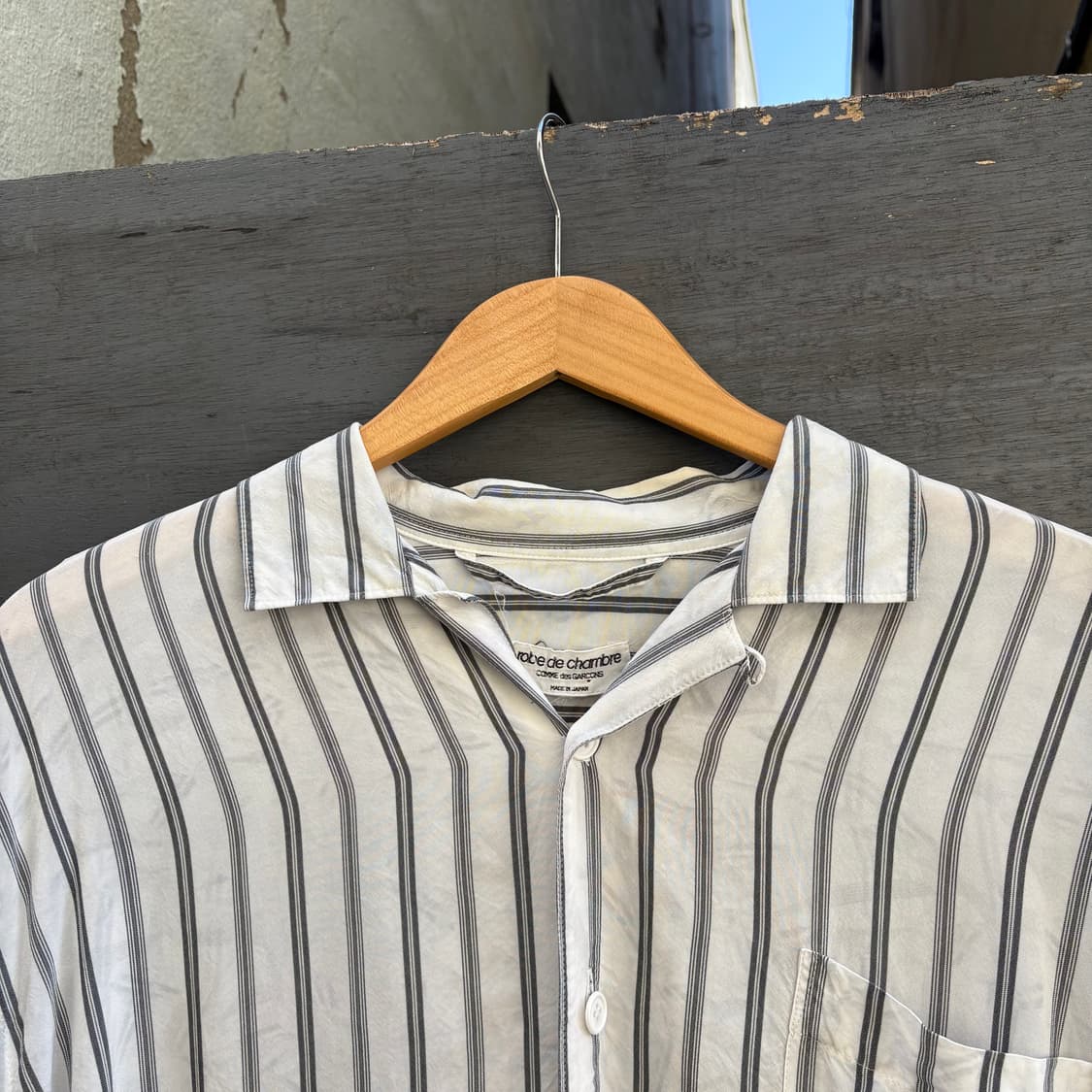 90s 꼼데가르송 robe de chambre 실키 블랙 스트라이프 셔츠 상품이미지1