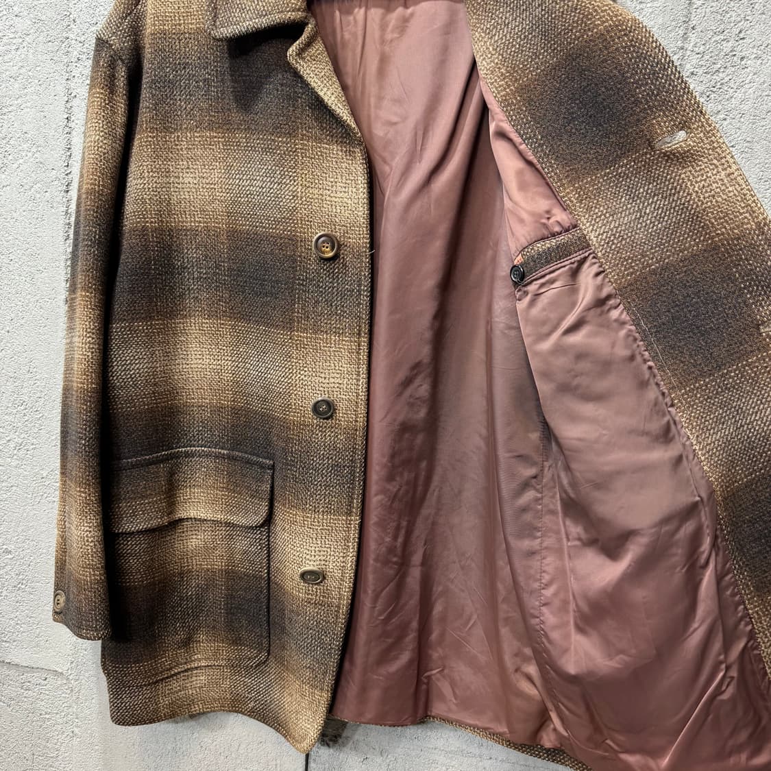 제팬 체크 오버 울 자켓 (L)   상품이미지3