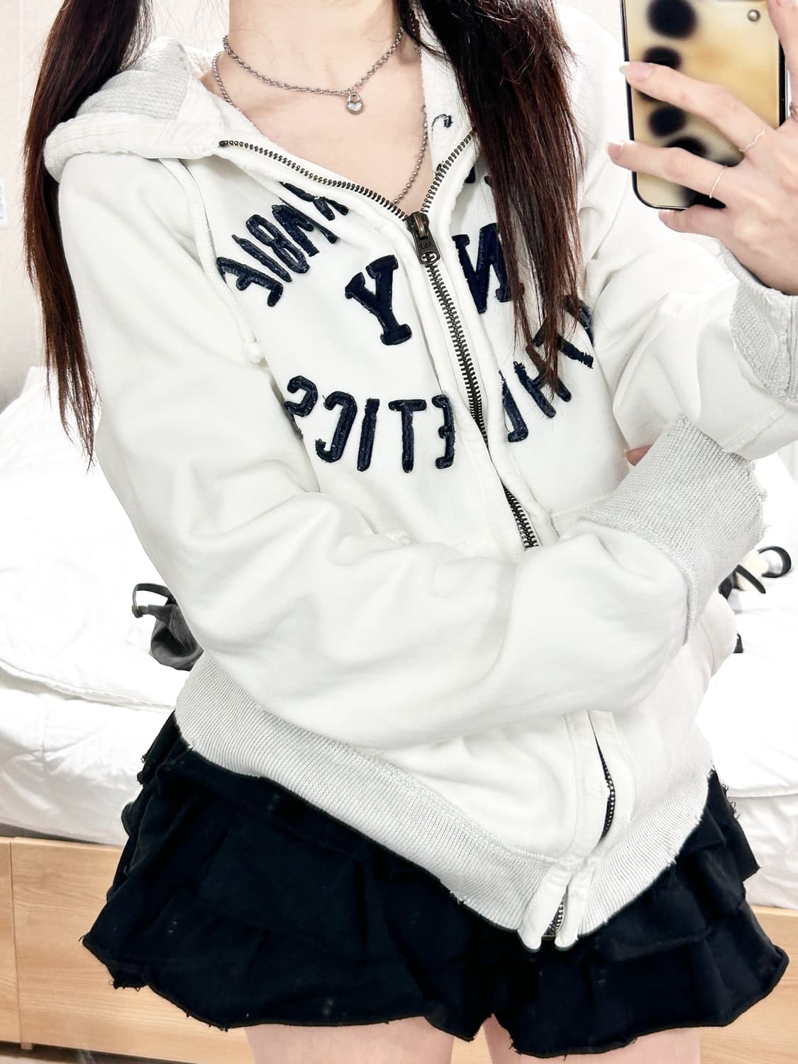 아베크롬비 빅로고 화이트 후드집업 상품이미지2