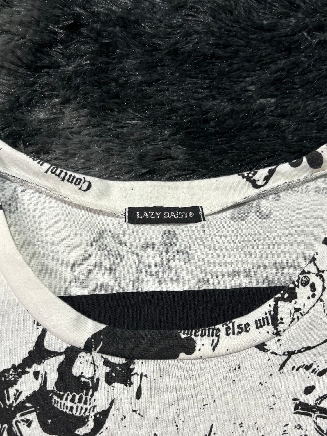 Lazy Daisy 해골 프린팅 백슬래시 컷아웃 반팔 티셔츠 상품이미지6