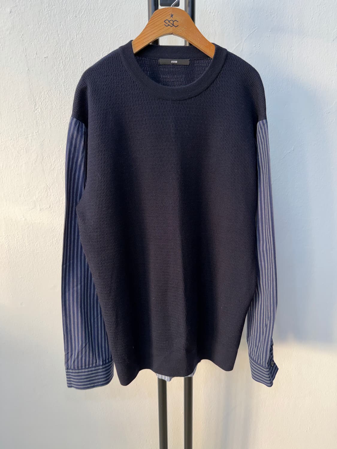 정품) 시스템옴므 한섬 스트라이프 니트 셔츠 95 상품이미지1