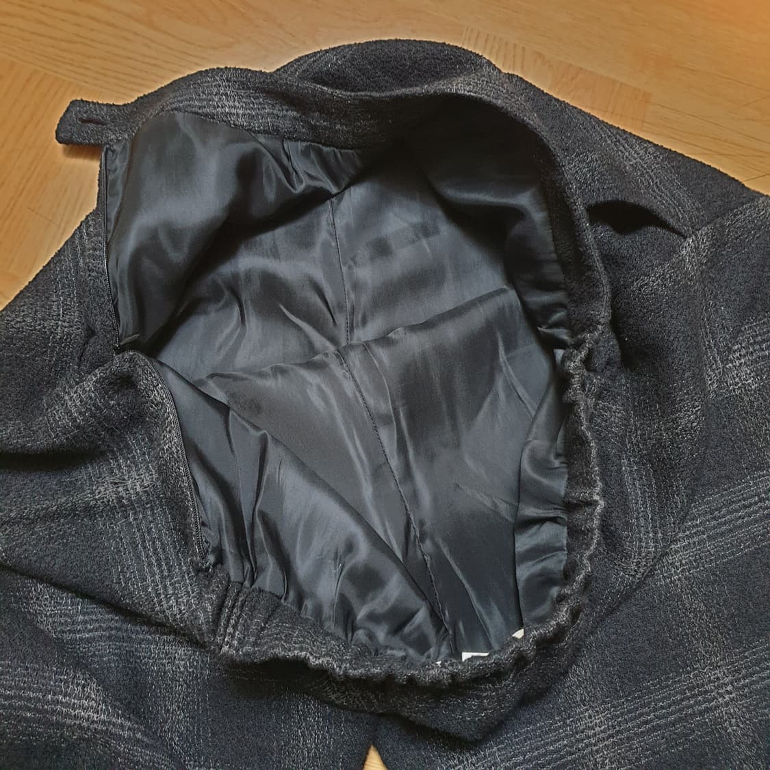 isae 이새 글렌체크 뒷밴딩 얇은 모직 크롭 배기팬츠 배기바지 상품이미지8