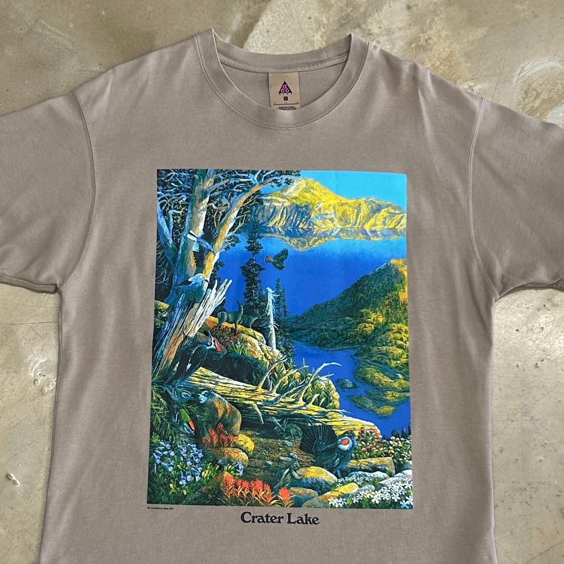 XL 나이키 acg 프린팅 베이지 반팔티 상품이미지1