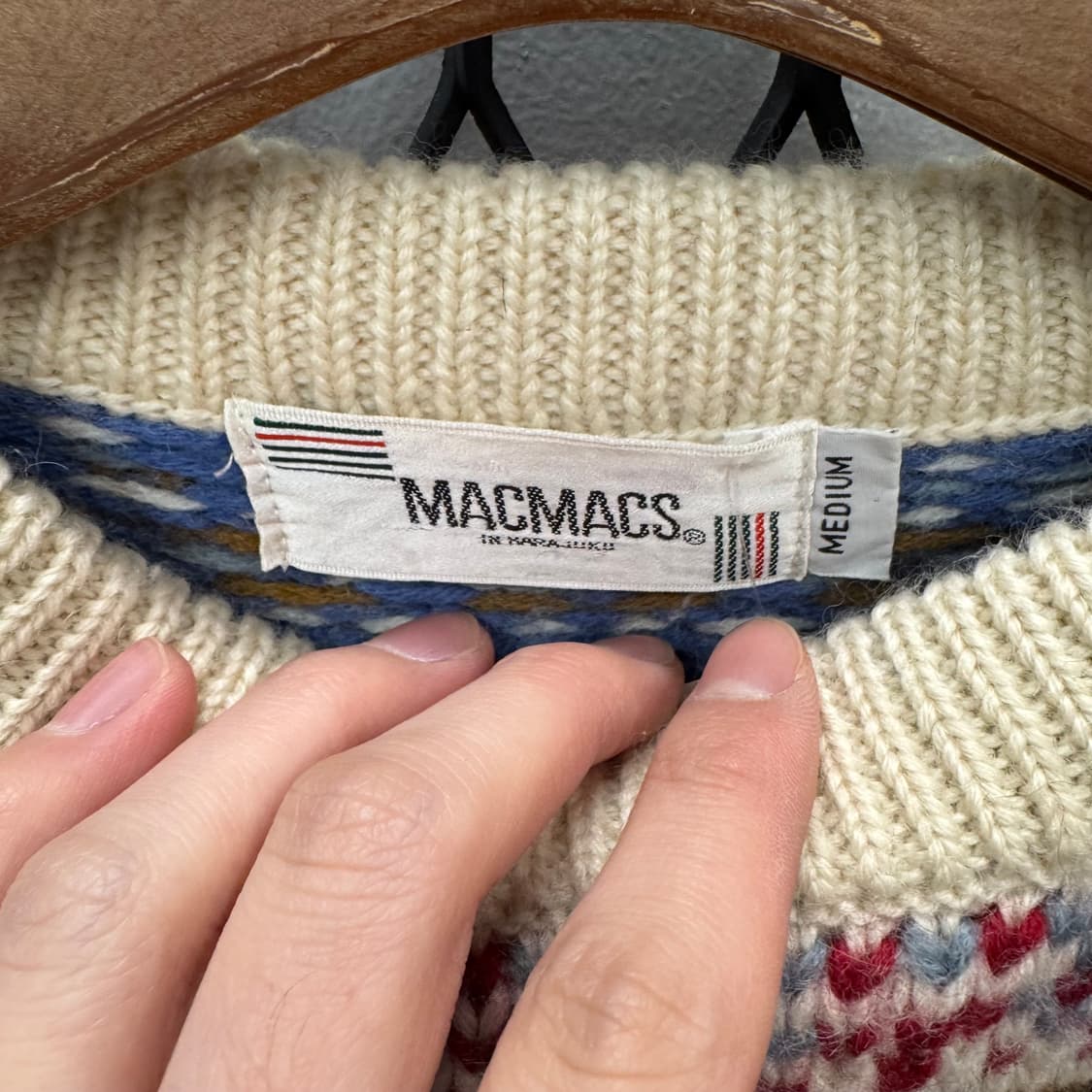 90s JPN VINTAGE 페어아일 니트 스트라이프 패턴 믹스컬러 상품이미지5