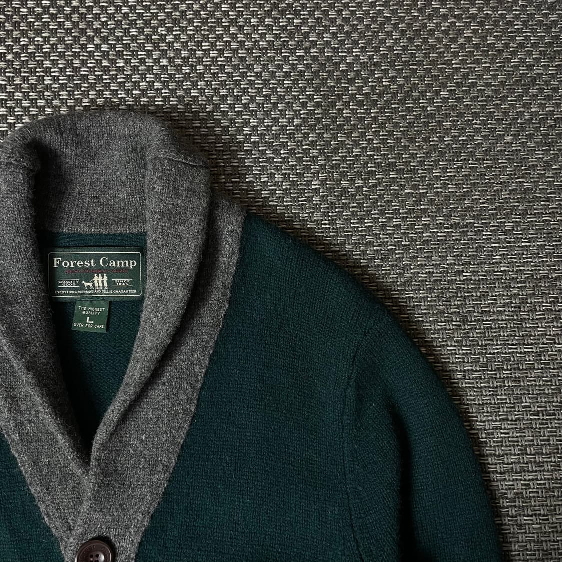포레스트 캠프 딥그린 그레이 배색 가디건 L 상품이미지3