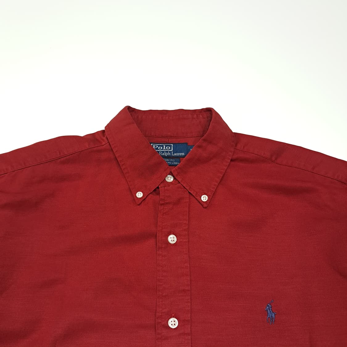 CK055 L 폴로 00s 실크린넨 버튼다운 로얄버건디 셔츠 남방 상품이미지2