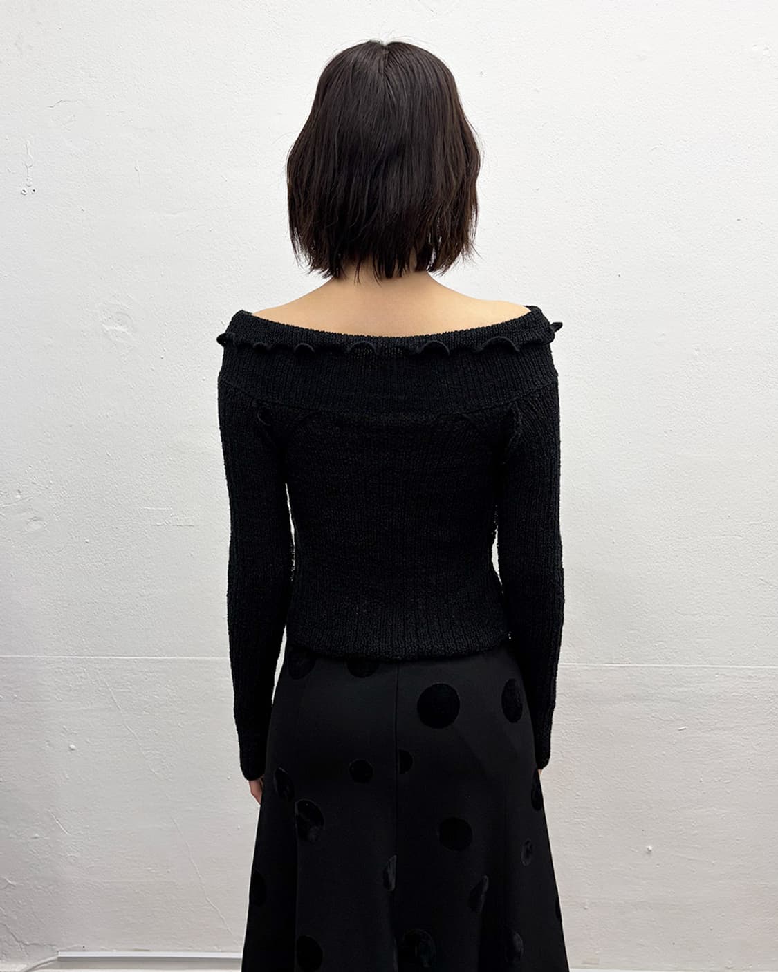 빈티지 러플넥 시어 니트 탑 상품이미지2