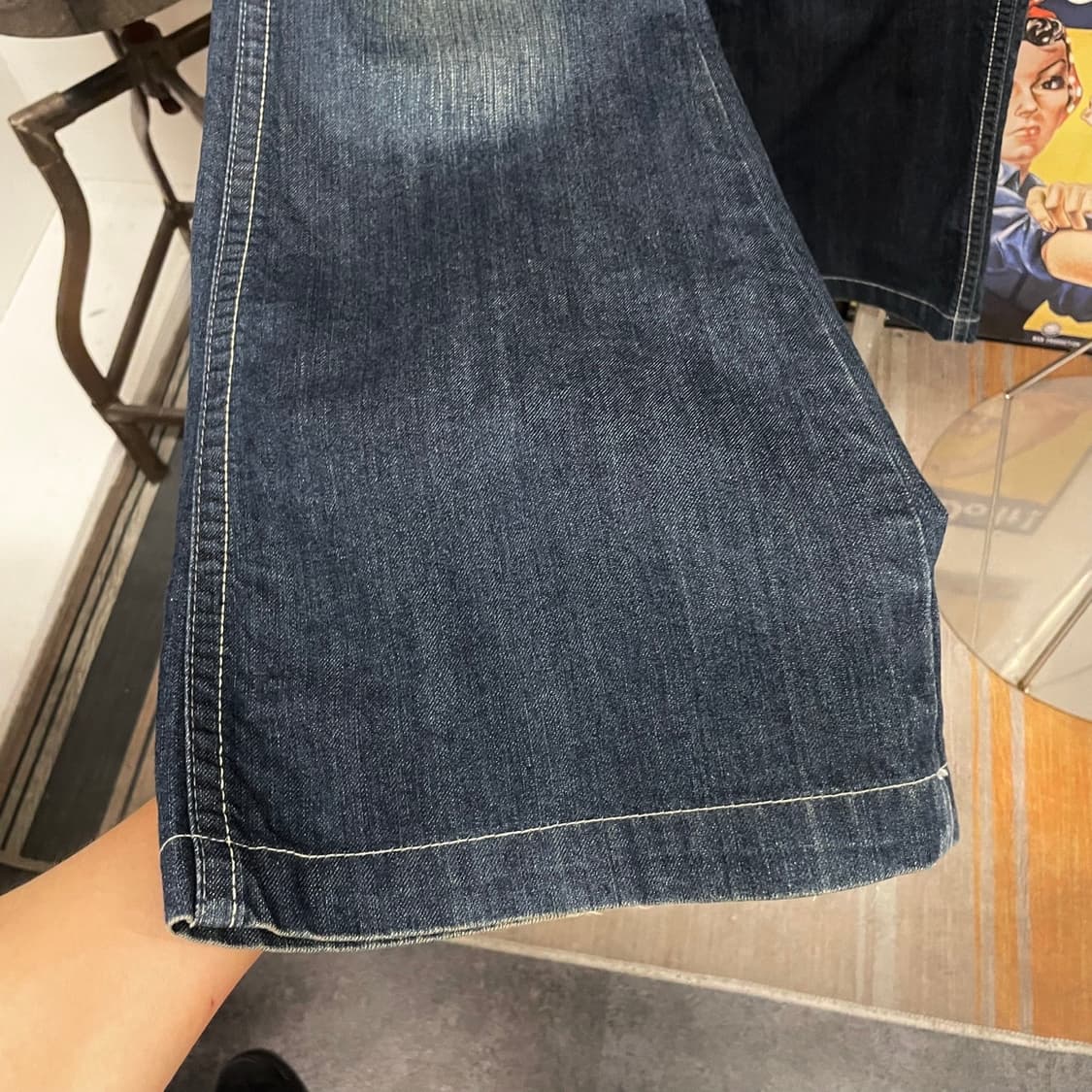 00s Levis 리바이스 제팬 라인 캣브러쉬 워싱 부츠컷 데님 팬츠  상품이미지7