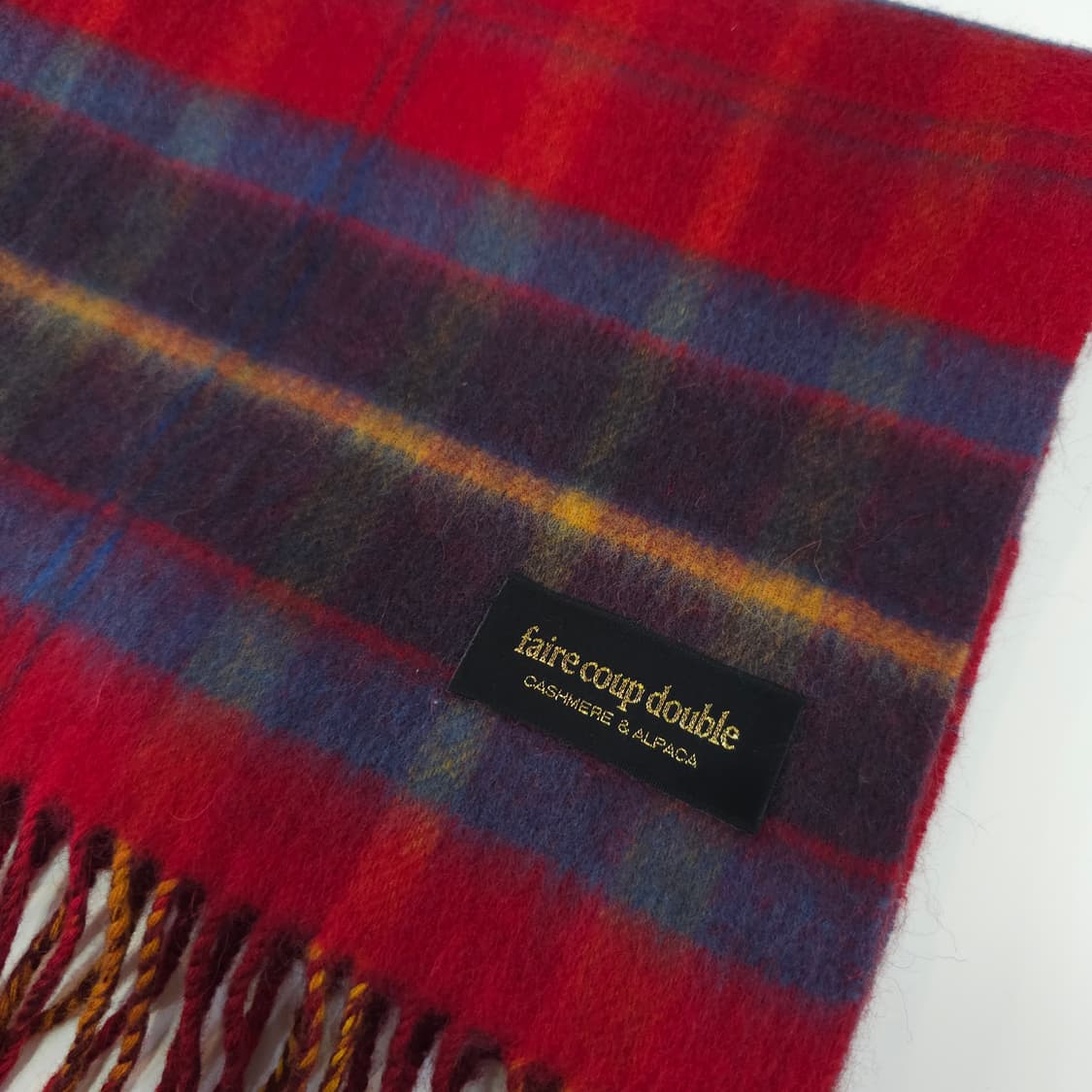 캐시미어 알파카 양면 체크 머플러 남녀공용 상품이미지6