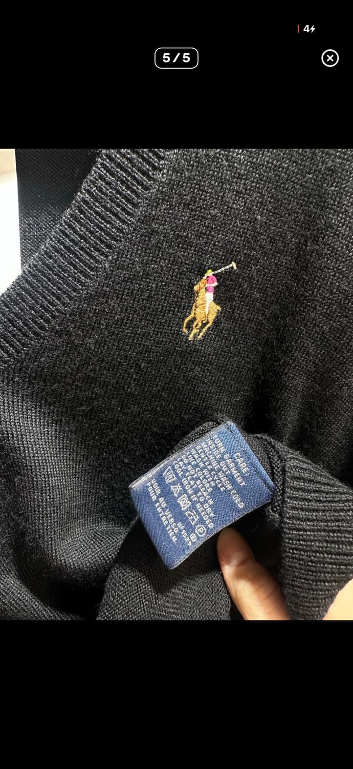 S 폴로랄프로렌 자수로고 블랙 브이넥 니트 상품이미지4