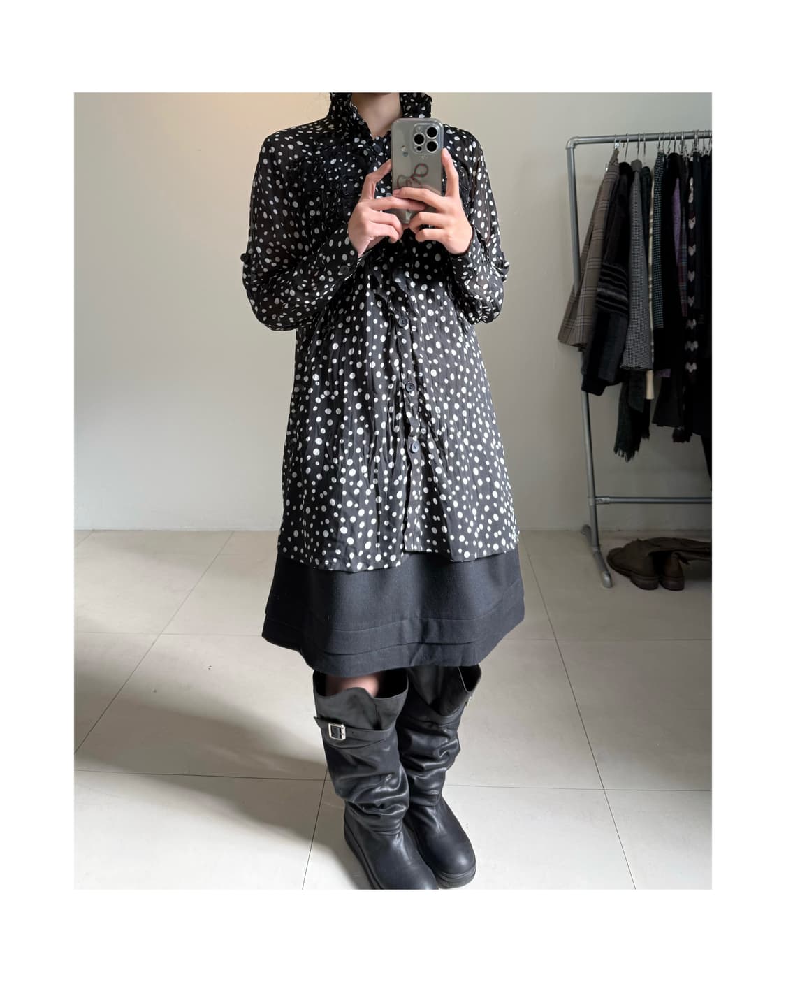 Evercube 도트 레이어드 원피스 상품이미지3