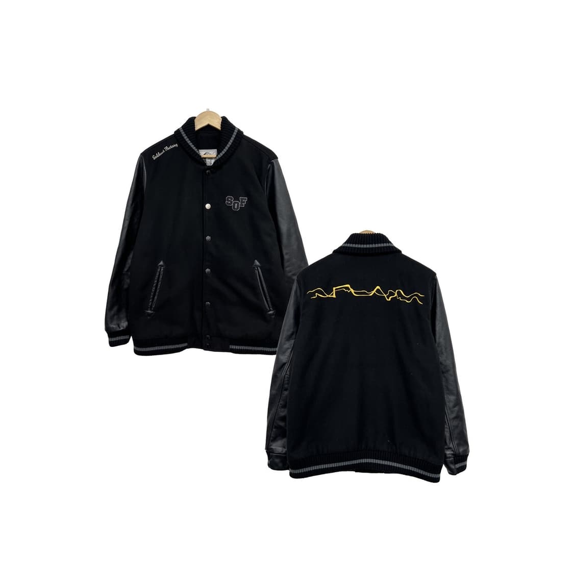 솔드아웃팩토리 안감 레오파드 퀼팅 소가죽 바시티 자켓 상품이미지1