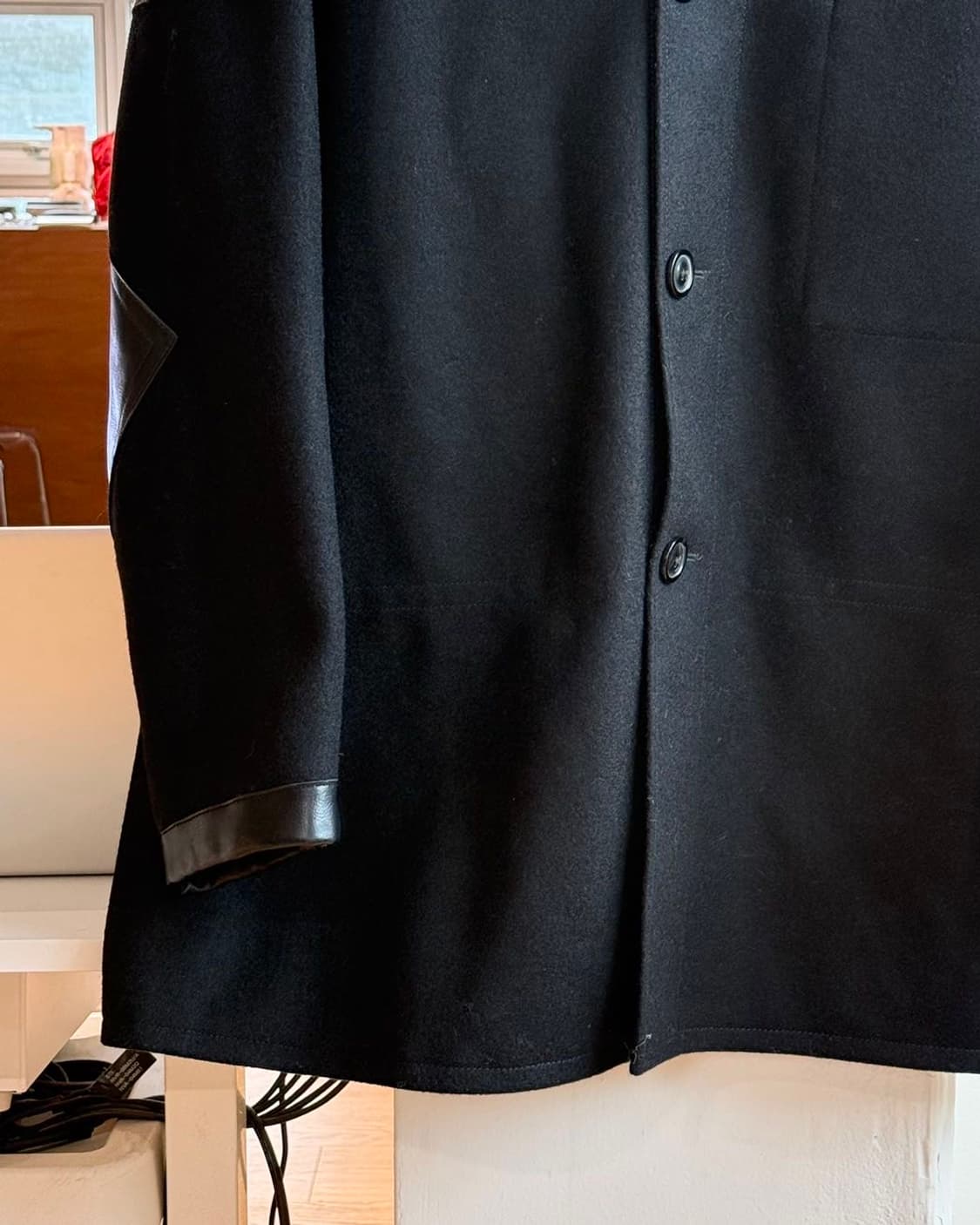 메종 마르지엘라 2021fw 블랙 울 레더 패치워크 자켓 상품이미지5