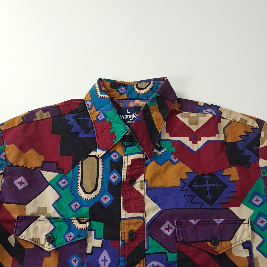 CK368 L 랭글러 90s 아즈텍패턴 웨스턴 반팔 셔츠 남방 상품이미지2