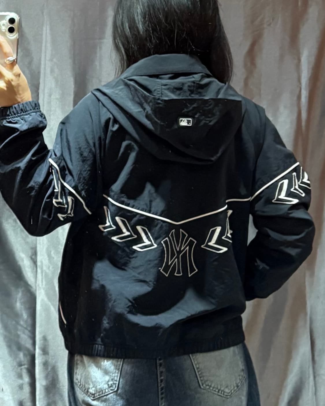 S MLB 빅로고 블랙 후드 바람막이 상품이미지2