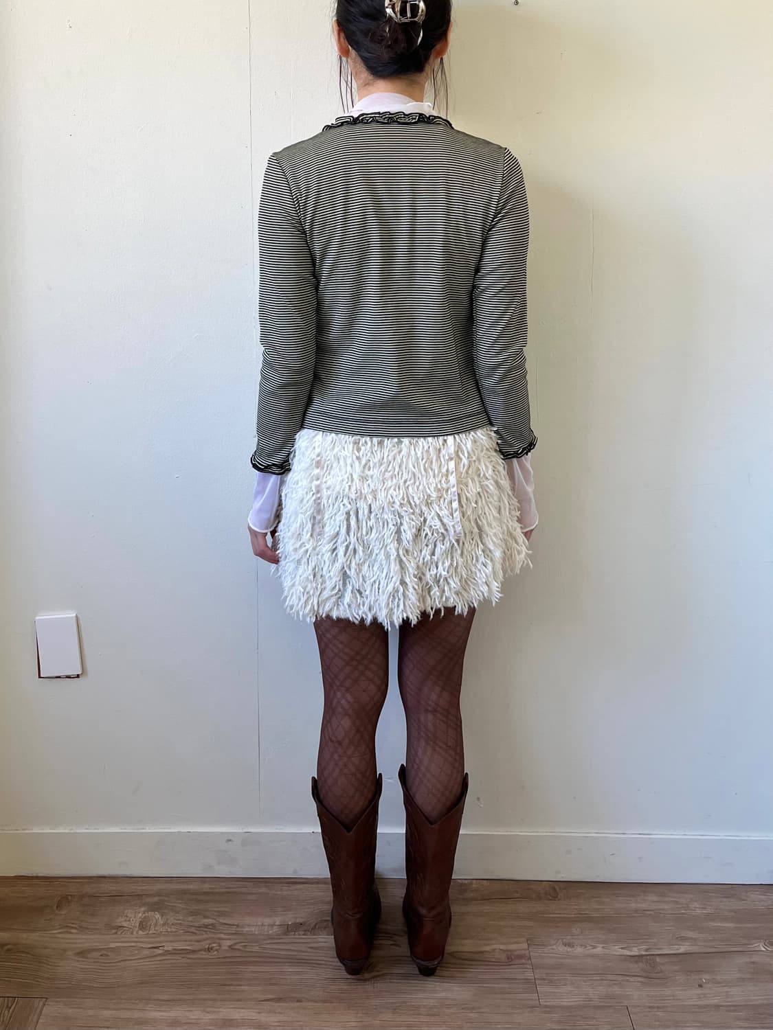 ORGANOVE 스트라이프 프릴 원 버튼 가디건 상품이미지10