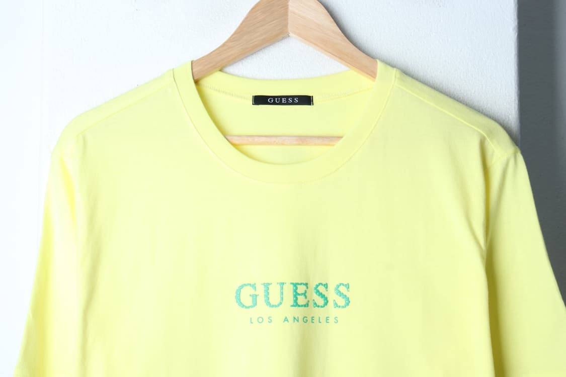 (XL-2XL) 게스 반팔 티셔츠 레터링 노랑 레몬 올드스쿨-H32866 상품이미지3