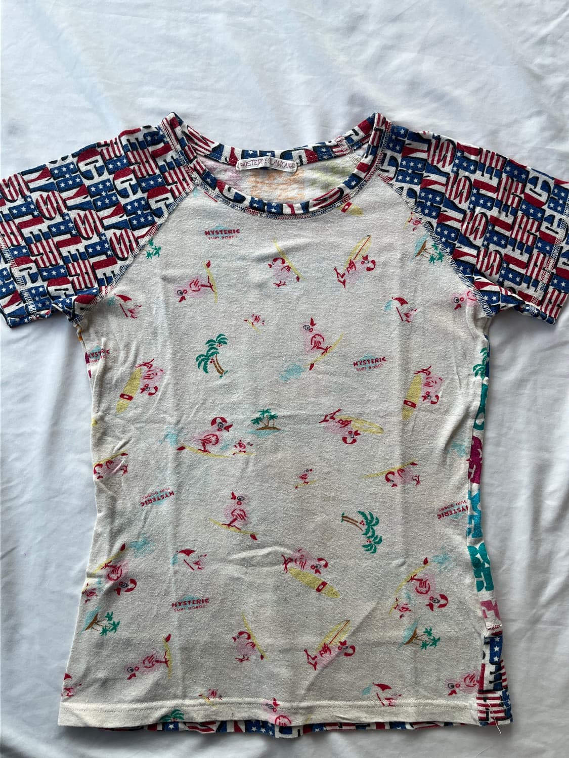 히스테릭 글래머 90s 아카이브 동물무늬 성조기 패치워크 반팔 티셔츠 상품이미지3