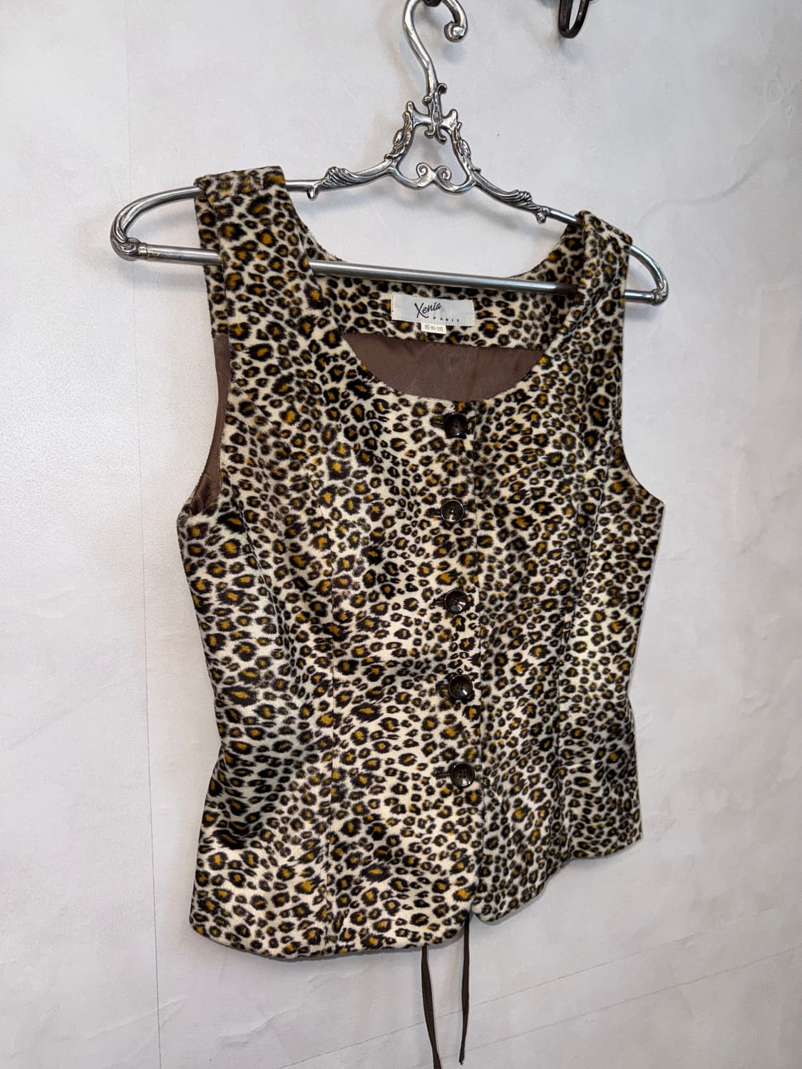 Brown leopard fur back corset vest 상품이미지5