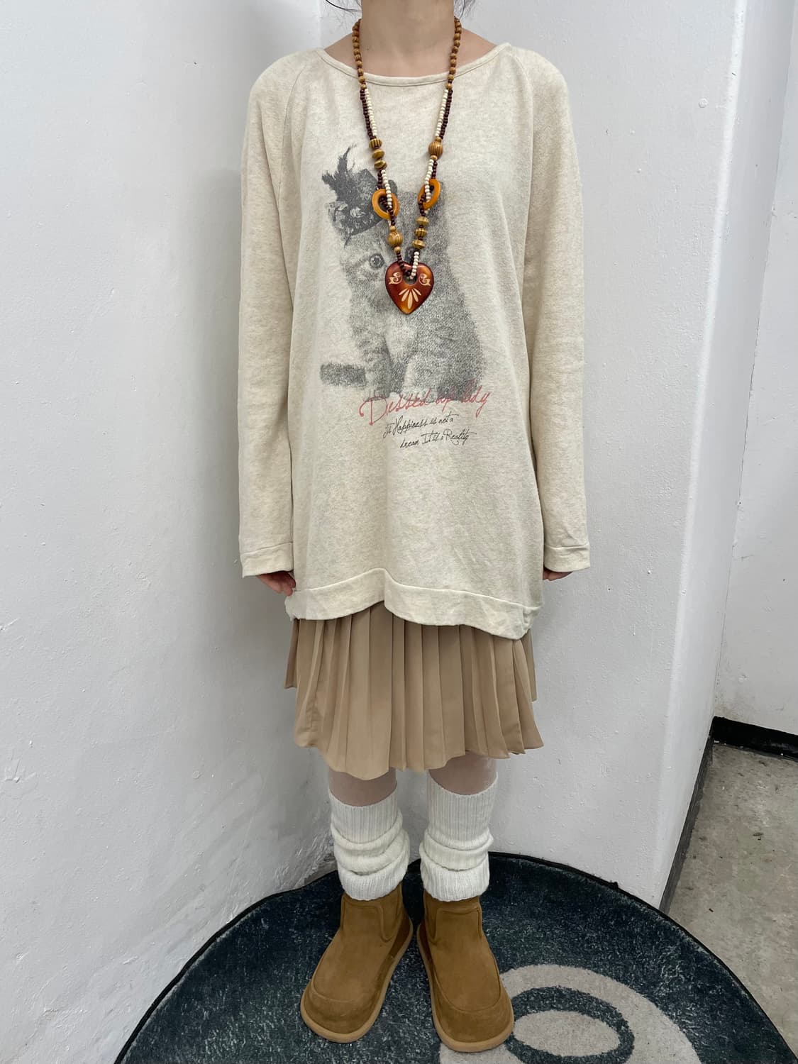 라떼 플리츠 버튼 스커트 상품이미지5