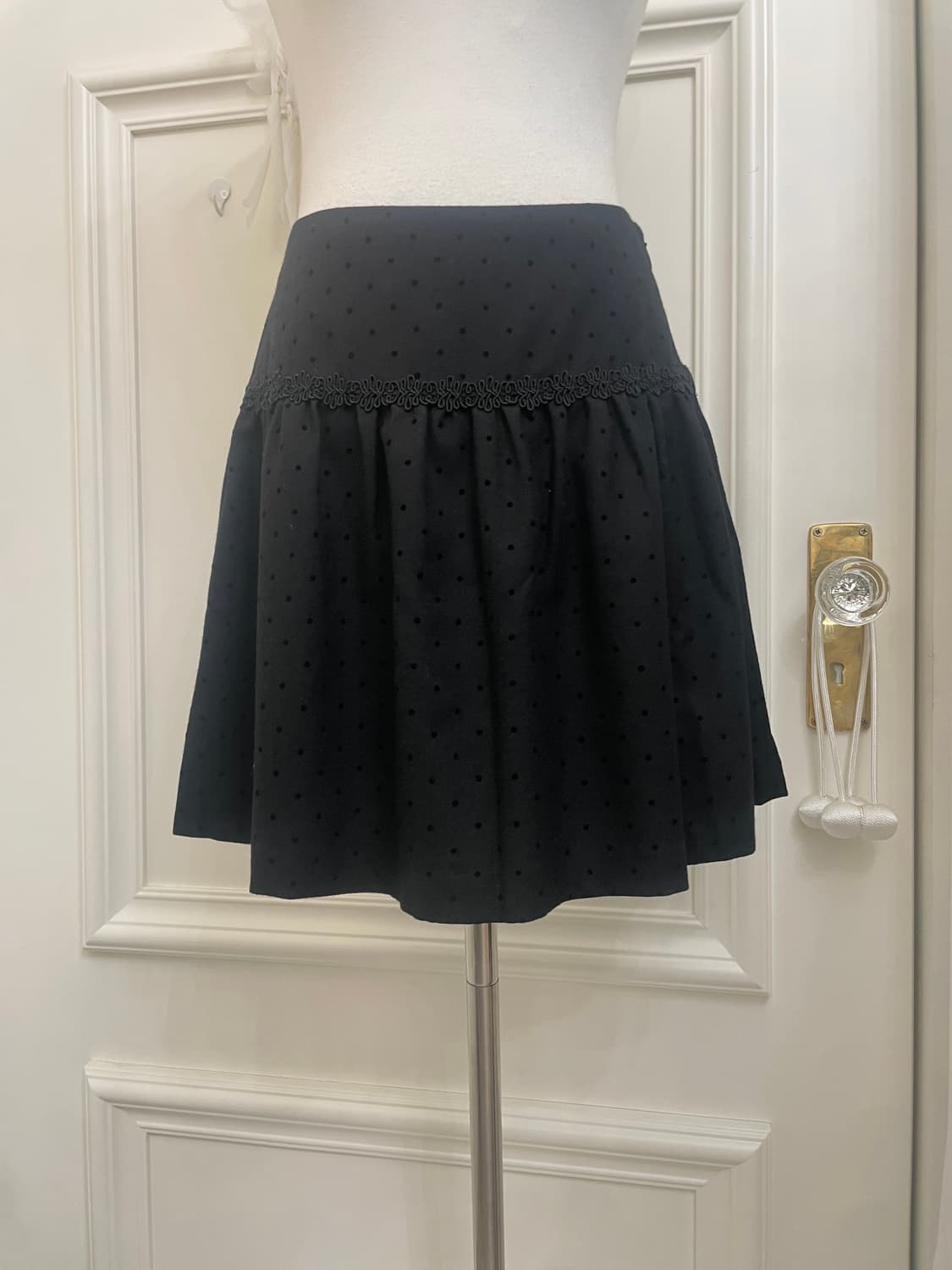 black dot lace point shirring mini skirt 상품이미지4