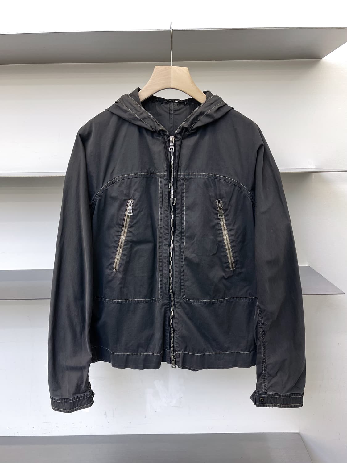 프라다 2000s 콘트라스트 스티칭 후드 자켓 상품이미지2