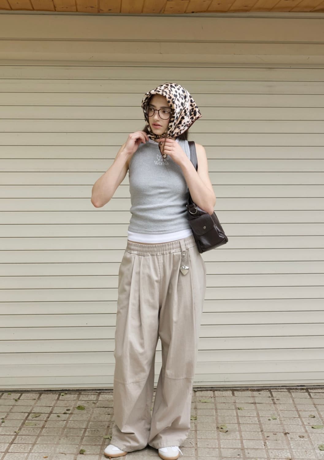 뉴욕웍스 LEOPARD BANDANA SCARF_브라운 상품이미지5