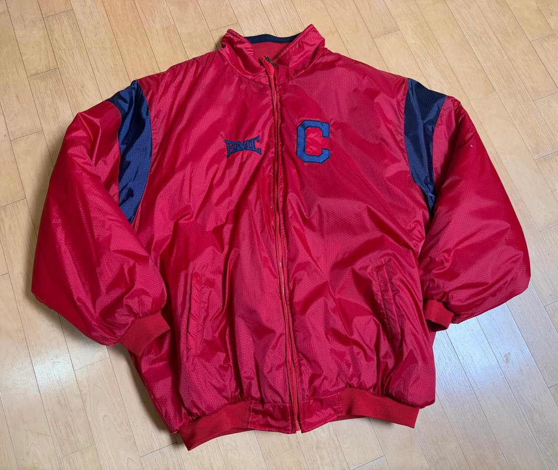 [BIVIC] 90s 올드스쿨 바시티 패딩 점퍼 레드 (3-5XL) 상품이미지1