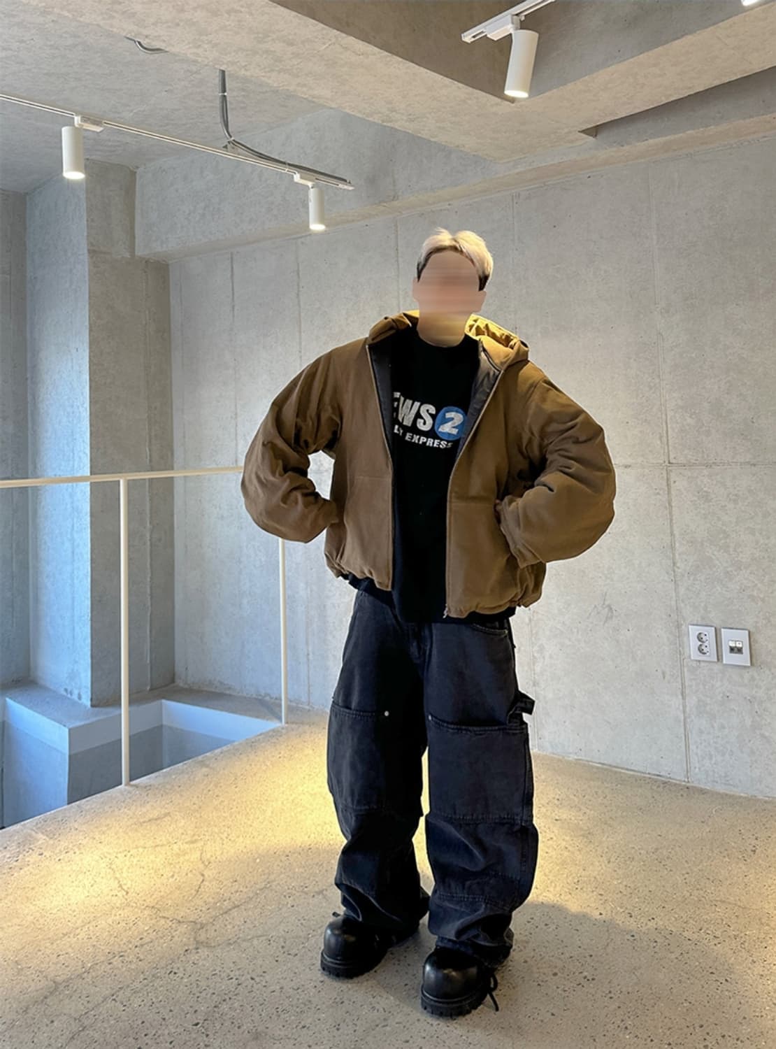 논노드 25FW 몰스킨 셔링 봄버 카키 브라운 상품이미지2