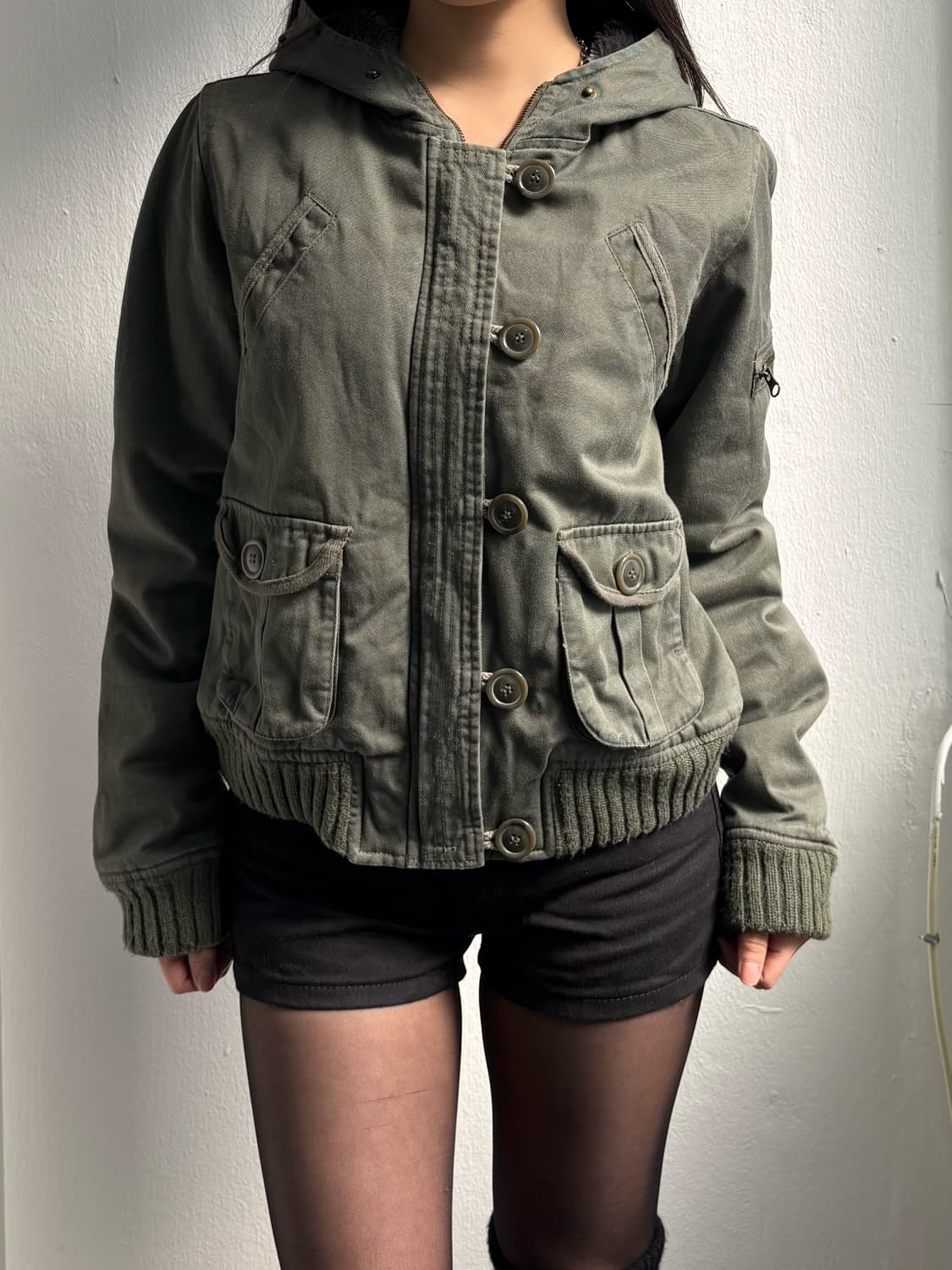 Vintage Khaki Fur Hood Jacket  상품이미지3