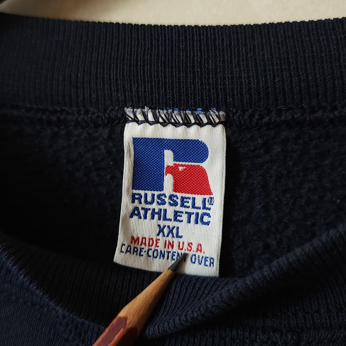 90s 러셀 맨투맨 스웻셔츠 미국 오리지널 빈티지 레터링 네이비 XXL 상품이미지5