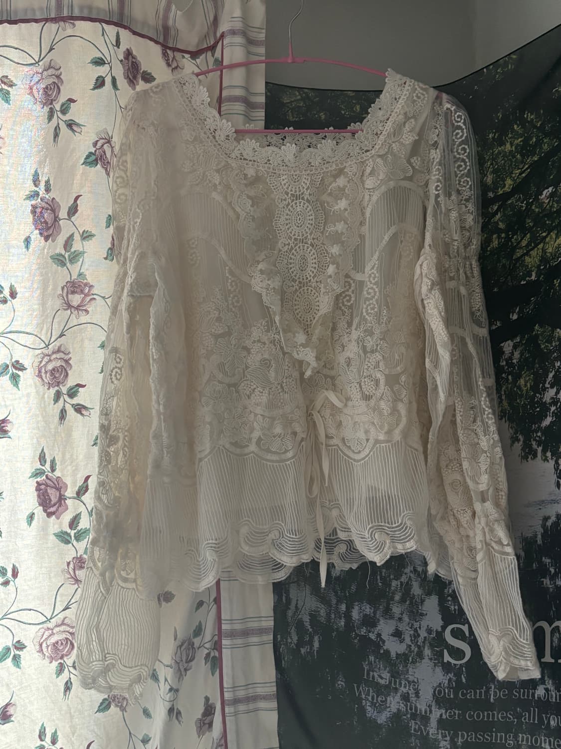 레이스 시스루 블라우스 여리핏 로맨틱 레이어드 상품이미지1