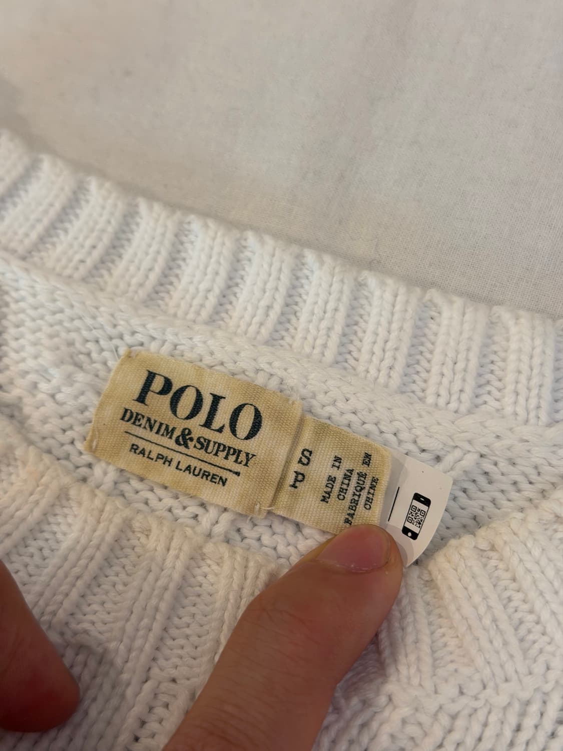폴로 데님앤서플라이 별 패치워크 꽈배기 케이블 니트 화이트 상품이미지5