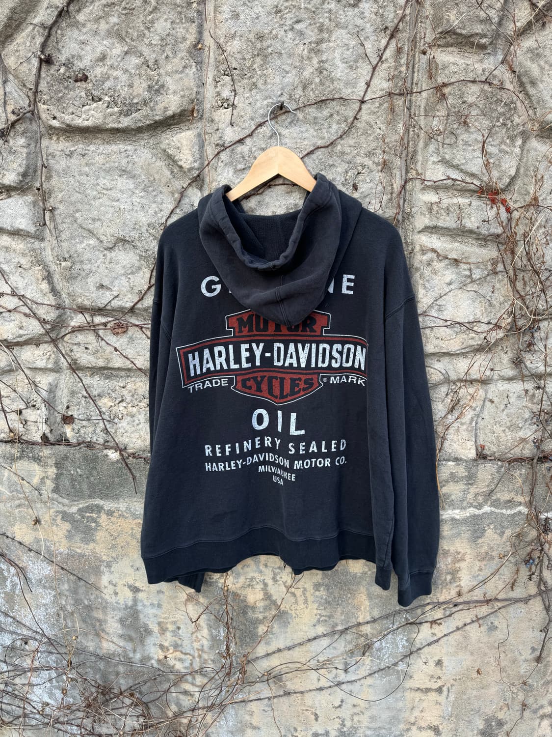 할리데이비슨 빈티지 프린팅 후드 집업 블랙 후디 xl 상품이미지2