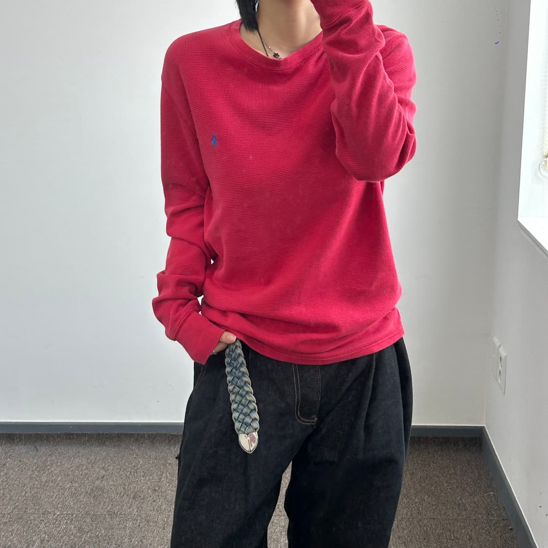 Polo 블루 포니 레드 와플 니트 상품이미지1