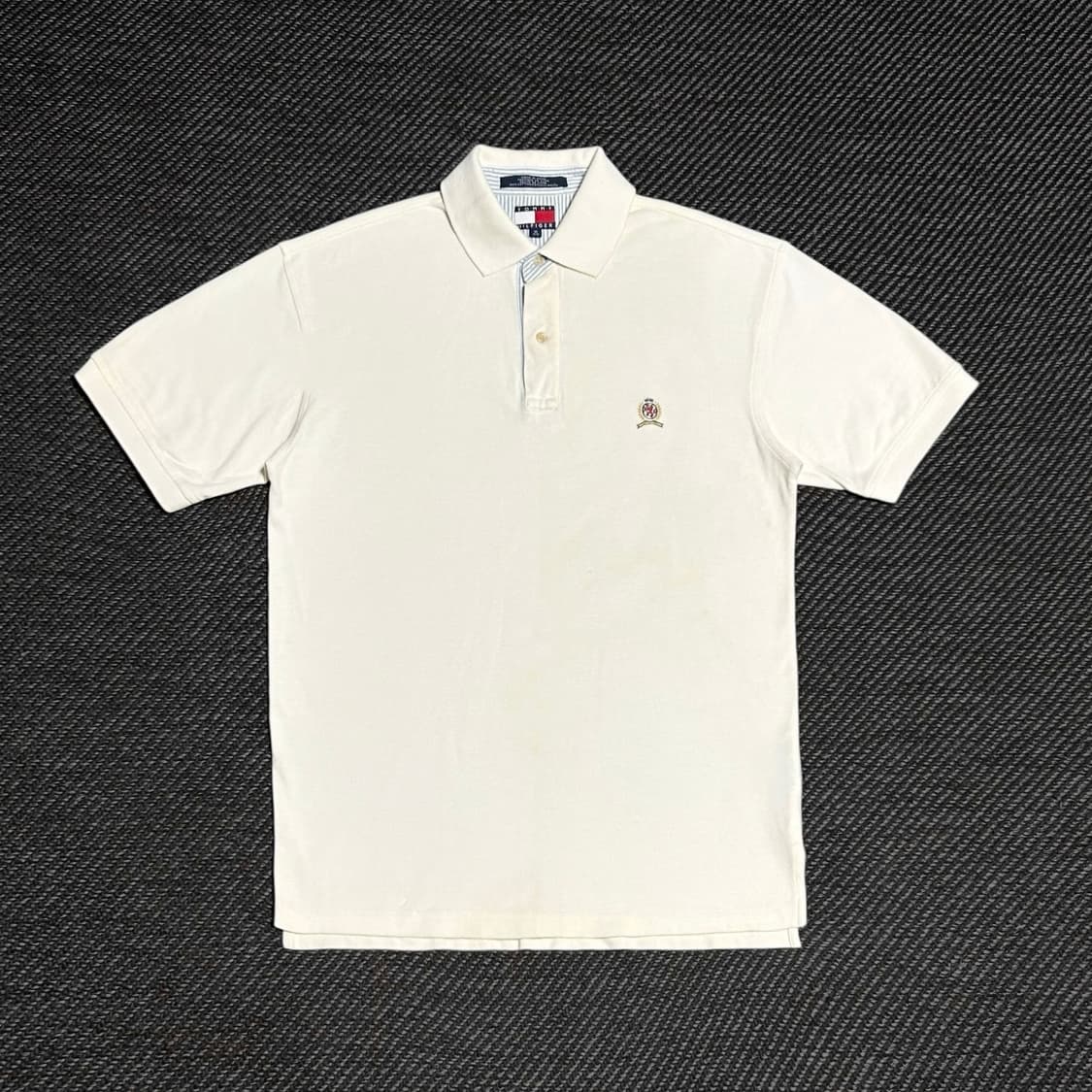 [L] Tommy 타미힐피거 아이보리 월계수 자수 반팔 카라티 상품이미지1