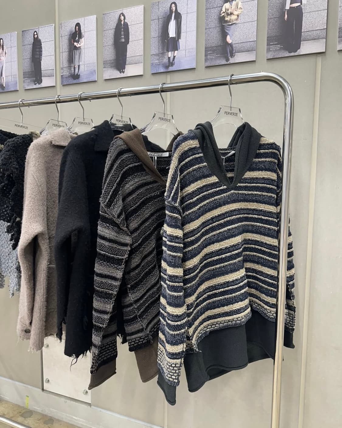 [F]퍼버즈 25fw 스트라이프 더블 후드 니트/브라운 상품이미지4